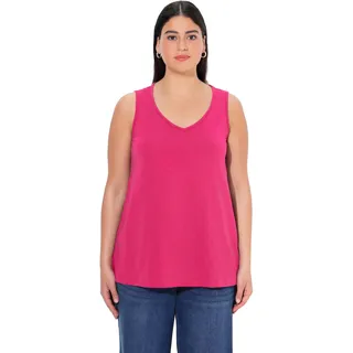 Ulla Popken Damen große Größen Übergrößen Plus Size Top, V-Ausschnitt, Classic, ärmellos magentapink 46+ 724584529-46+
