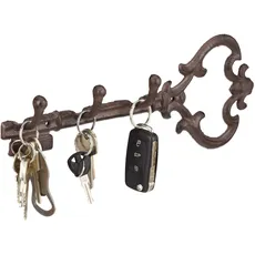 Bild Schlüsselbrett, 3 Haken, dekorative Schlüsselform, Vintage, antik, Gusseisen, HBT 12,5 x 4,5 cm,