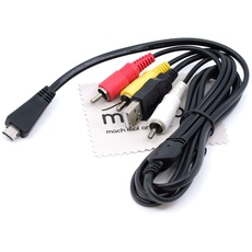USB/AV Kabel kompatibel mit Sony Cyber-Shot DSC-TX55, DSC-TX100V, DSC-W350, DSC-W360, DSC-W380, DSC-W390, DSC-W560, DSC-W570, DSC-W580 Digitalkamera 1,5m Daten Kabel OTB mit mungoo Displayputztuch