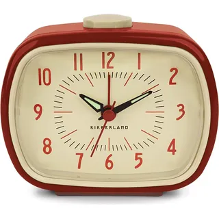 Oldscool Wecker Analog, ganz leises Ticken, Vintage Uhr - Clock in Rot - Weiß
