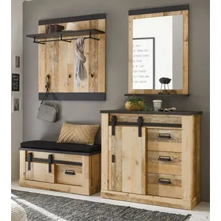 furn.design Garderobenset Stove Used Wood hell und anthrazit