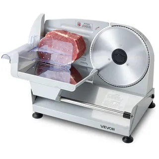 VEVOR Fleischschneidemaschine 200 W, Elektrische Aufschnittmaschine mit 190-mm-SUS420-Klinge, 0–1 mm Schnittdicke, Allesschneider für Gefrorenes Fleisch, Schinken, Baguette und Steak
