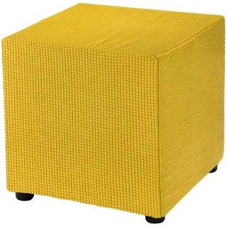 QUARKZMAN Schonbezug Hockerbezug, 33 * 33 * 38cm Hohe Elastizität Hocker Bezugfür Fußhocker, Stretch Bezug Waschbar Abdeckung Überzug Hocker Protector - Gelb