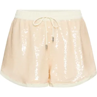 Webhose BOSS ORANGE "Tills Premium Damenmode", Damen, Gr. 34, N-Gr, beige (open beige 287), Web, Obermaterial: 95% Polyester, 5% Elasthan, unifarben, regular fit lang, Hosen Webhose, mit Pailetten