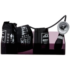 ADC Allgemeinärztliches Set Multikuf 705 mit mehreren Manschetten und handgehaltenem Aneroid-Blutdruckmessgerät 804, Plexiglastablett, schwarz