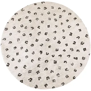 Beliani Kurzflor-Teppich Afis 140/140 cm , Beige , Textil , Tiere , Rund , 140x140 cm , Teppiche und Böden, Teppiche, Orientteppiche