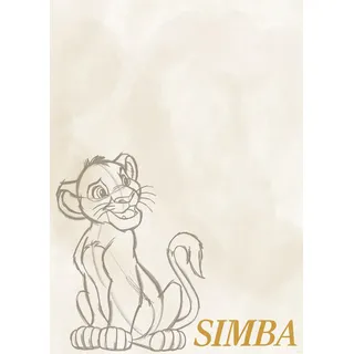KOMAR Wandbild- Disney The Lion King Simba Sketch 50 cm x 70 cm Beige