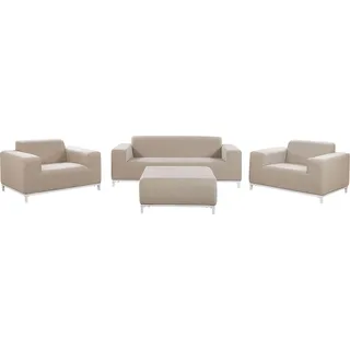 BELIANI Lounge 5er Set Beige / Weißes Gestell Polsterbezug Dekorativ Praktisch Klassisch Traditionelles Design - Beige, Weiß