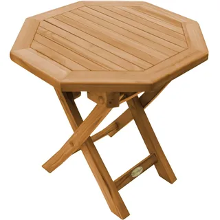 Teako Design Klapptisch Teakholz Sechseck 50cm – Massivholz Wetterfest, FLEGT-lizenziert, Klappbar, Ideal für Garten, Balkon & Terrasse