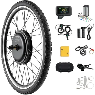 Vevor 1000 W Elektro-Fahrrad Kit, 48 V 420 U/min φ650mm Vorderrad-E-Bike-Nabenmotorsatz mit verbessertem Geschwindigkeitsregler, Gasgriffsatz, LCD-Display und PAS-System für Rennrad