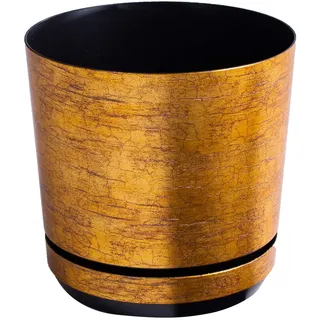 KORAD Blumentopf mit Drainagelöchern Antikes Gold 14 cm - Pflanzkübel aus Hochwertiger Kunststoff - Dekorativer Gold Topf für Pflanzen
