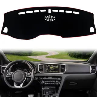keegtbox Armaturenbrett-Abdeckung Custom Interior Mittelkonsole Kompatibel mit Kia Sportage SUV 2017 2018 2019 2020 2021 2022 Armaturenbrettmattenabdeckungen Zubehör (roter Rand)