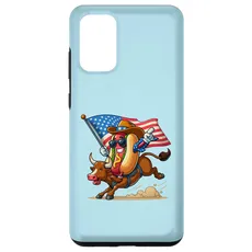 Hülle für Galaxy S20+ Funny Hotdog US Flag Riding Bull 4th of Juli Rodeo boys kids