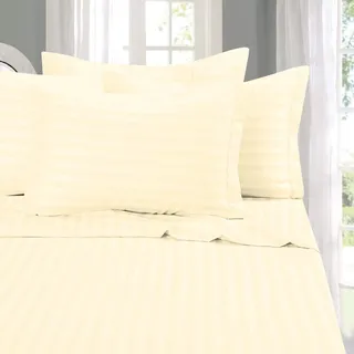 Eleganten Komfort Best, Weichsten, coziest 6 Tabelle Sets. – 1500 Fadenzahl Ägyptische Qualität Luxuriöse knitterfrei 6 Damast Streifen Bed Sheet Set, California King Elfenbeinfarben