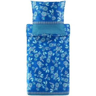 Bassetti CHIAIA Bettwäsche + 1 Kissenhülle aus 100% Baumwollsatin in der Farbe Meditteran B1, Maße: 155x220 + 1 K 80x80 cm - 9327399