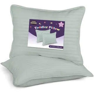 Utopia Bedding Kopfkissen Kleinkind 40 x 60 cm, 2er Set Kinderkopfkissen, Atmungsaktiv Polybaumwolle Gewebe, Kinderkissen zum Schlafen, Kissen für Kleinkinder, Für Kinder ab 2 Jahren (Hellgrau)