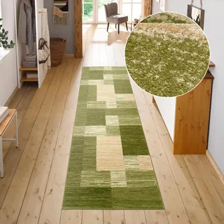 MY HOME Läufer MY HOME "Melvin" Gr. 13, grün, B:90cm H:8mm L:250cm, Kunstfaser, Teppiche, Läufer, schön weich, Kurzflor Teppichläufer, Brücke, Karo-Muster
