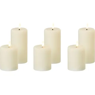 BELIANI LED-Kerzen 6er Set Cremeweiß Echtwachs mit Flackernder Flamme Flackerlicht Batteriebetrieben Indoor Weihnachtsbeleuchtung LED-Stumpenkerzen - Weiß