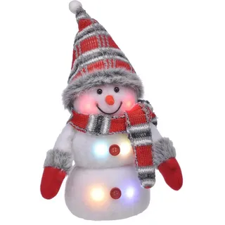 Bambelaa! Schneemann LED Bunt Weihnachtsdeko Beleuchtet 20 cm Batteriebetrieben Weihnachten Rot Grau