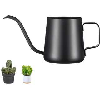 GIONAR 350ML Gießkanne Klein, Gießkanne Zimmerpflanzen, Mini Gießkanne Edelstahl, Langer Auslauf Giesskanne Zimmerpflanzen, Blumengießkanne Kleine Gießkanne Schwarz für Zimmerpflanzen Sukkulenten
