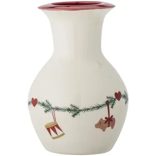 Bloomingville Vase Yule Weiß Weihnachtsmotiv 16x10 cm Blumenvase Keramik