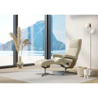 Stressless Relaxsessel "View" mit Cross Base, Größe S, M & L, Holzakzent Eiche, cream batick
