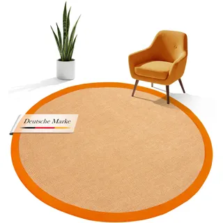 carpetfine Sisalteppich Orange Rund Ø 120 | Moderner Teppich für Wohnzimmer und Küche