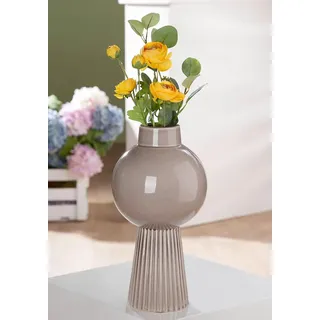 GILDE Vase Balazar Keramik grau glänzend Höhe 35 cm Durchmesser 18 cm Dekoration Wohnaccessoire Geschenk Wohnkultur
