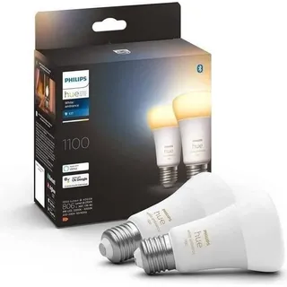 Philips Hue White Ambiance LED Lampe, E27, 75W Äquivalent, 1100 Lumen, Bluetooth, 2er Pack - Bunt