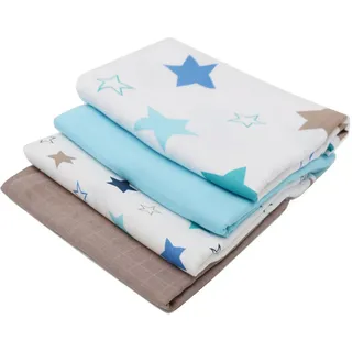 Zollner Spucktücher, 4er-Set, 120x120 cm, 100% Baumwolle, farblich sortiert , Multicolor , Textil , 120x120 cm , Oeko-Tex® Standard 100 , Pflegen, Babypflegeprodukte