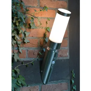 Brilliant Außenwandleuchte Edelstahl 45 cm mit Bewegungsmelder, E27, spritzwassergeschützt, silberfarben
