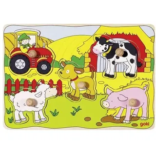 Goki - On the farm Lift out puzzle - (57589) Holz