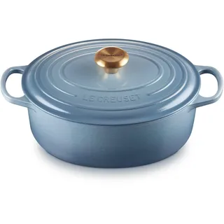 Le Creuset Signature Gusseisen-Bräter mit Deckel, Ø 29 cm, Oval, Für alle Herdarten und Induktion geeignet, Volumen: 4,7 l,Chambray, 21178294344441
