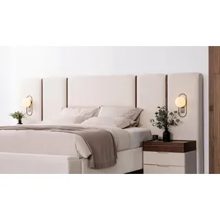 Beige Schlafzimmer Garnitur Edles Doppelbett Textil Hocker Schminktisch - Beige