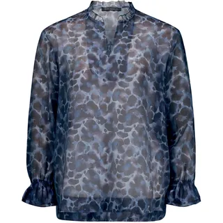 Chiffonbluse BETTY BARCLAY "Chiffonbluse mit Animalprint", Damen, Gr. 44, blau (blau, braun), Blusen Chiffonbluse