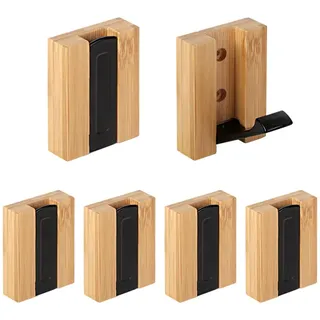 JSVER Kleiderhaken 6 stück Bambus Haken Garderobenhaken Wand Moderne Garderobenleiste Holz Faltbarer für Jacken, Mäntel, Schals, Handtaschen und Mehr, Holz
