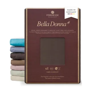 Bella Donna Jersey edles Spannbettlaken: Blickdicht, glatt, kein Pilling | FORMESSE Farbe Mokka; 140x190-160x220cm, bis 30cm; 97% Baumwollzwirn, 3% Elastan; Aloe vera&Arganöl, intensive Farben