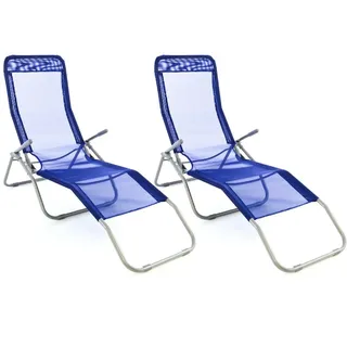 VCM Gartenliege 63 x 100 x 0 cm Blau/Schwarz