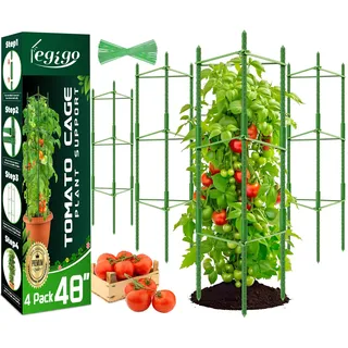 Tomaten Rankhilfe 4 Stück 120 cm, Rankhilfe Tomaten Verstellbarer Tomatenturm aus kunststoffbeschichtetem Stahl, stabile Pflanzenstütze für Gurken, Rosen, Kletterpflanzen, Garten, Töpfe & Hochbeet