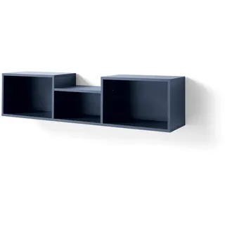 Deine Möbel 24 Kinder-Wandregal Sorento 11 125/25/30 in Sandbeige/Geölte Eiche/Royalblau , Beige, Eichefarben, Dunkelblau , Holzwerkstoff , 125x30x25 cm , Wohnzimmer, Regale, Wandregale