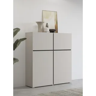 OTTO home "Cross,Breite 119,5 cm, moderne grifflose Hochkommode mit 4 Türen", Hochschrank mit viel Stauraum, Einlegeböden verstellbar,