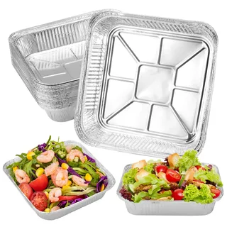 Hejo 30 Stück Grill Aluschalen, 1200ml Alu Grillschalen, Alu Grill Tropfschale aus Aluminiumfolie, 21×21×4,5cm Multifunktional Grill Schalen für Kochen, Backen, Picknick(Karton-Verpackung)