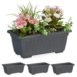 Relaxdays Blumenkasten 35 x 20 x 18,5 cm Anthrazit
