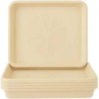 Home Garden Ornaments – Quadratische Blumentopf-Untersetzer, Set aus 5 eckigen Auffangschalen für Pflanzkübel, den Außen- und Innenbereich (Beige, 24 cm außen / 21 cm innen)