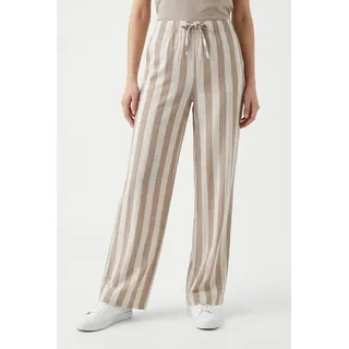 Only Onlgoa Mw Linen Bl Pull-Up Pant Schlupfhose Cloud Dancer Stripes:Oxford Tan Weiß M 32