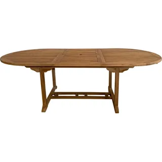 AXI Marzi Gartentisch Ausziehbar aus Teak Holz Oval | Ausziehbarer Esstisch Wetterfest für den Garten / Terrasse / Outdoor aus Teakholz | Sitzgruppe - Braun