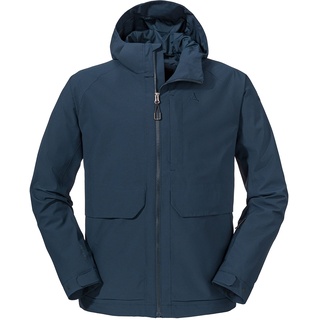 Schöffel Herren Jacket Lausanne M, Funktionsjacke mit Kapuze, wasserdichte, leichte Sommerjacke mit Pack-Away-Tasche, dress blues, 48