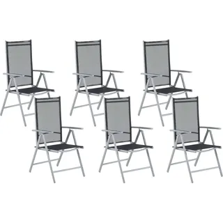 BELIANI Gartenstuhl 6er Set Schwarz und Silber Aluminium Mesh Verstellbar Klappbar Modern Terrasse Outdoor Balkon Ausstattung Sitzmöbel - Schwarz, Silber