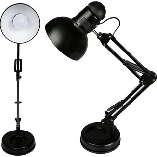 Schreibtischlampe Retro Tischleuchte E27 LED Beistelllampe Beistelllampe Nachttischlampe Nachttischlampe Leuchtmittel Tischlampe Bürolampe Retoo - Schwarz