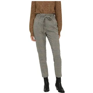 Vero Moda Eva Hr Loose Paperbag Liv Hosen - Tobacco Brown / Checks Black / White / Green - M - 30